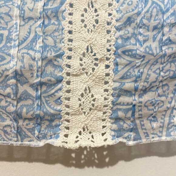 Vintage Y2K Guess Camisole Top Blue Paisley Brown Floral Lace Babydoll Cotton - Picture 6 of 16